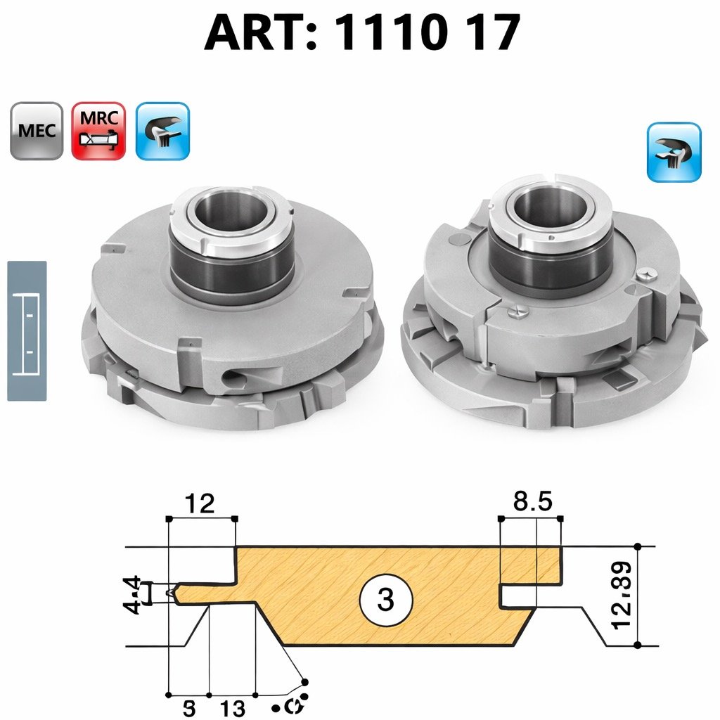 Setul de freze lambriu Leut este destinat realizării îmbinărilor tip nut-feder (lambriu) în lemn masiv, fiind utilizat pe mașini de rindeluit și profilat pe 2 sau 4 fețe.