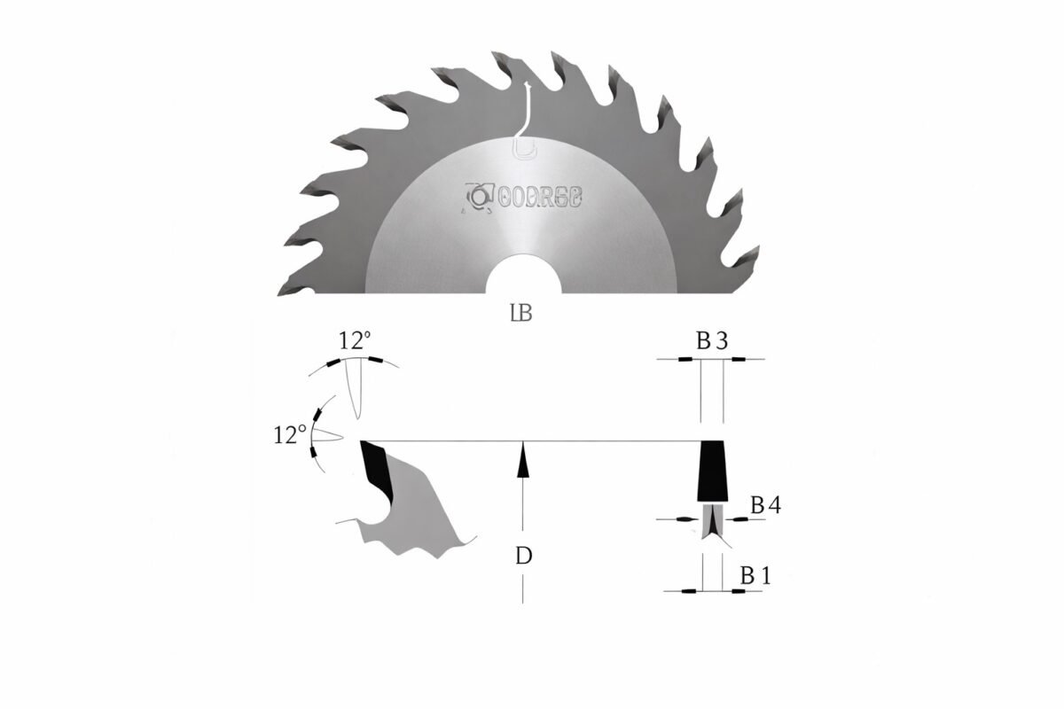 Pânza incizor 90 x 3,1/4,2 x 22 mm Z12 OMAS este destinată operațiilor de incizare în procesele de debitare a panourilor din lemn și materiale derivate, fiind utilizată pentru realizarea unei tăieturi preliminare curate pe fața inferioară a materialului.