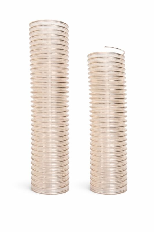 Furtunul de exhaustare Ø80 mm este destinat sistemelor de aspirație și evacuare a prafului, rumegușului și așchiilor rezultate în procesele de prelucrare a lemnului.